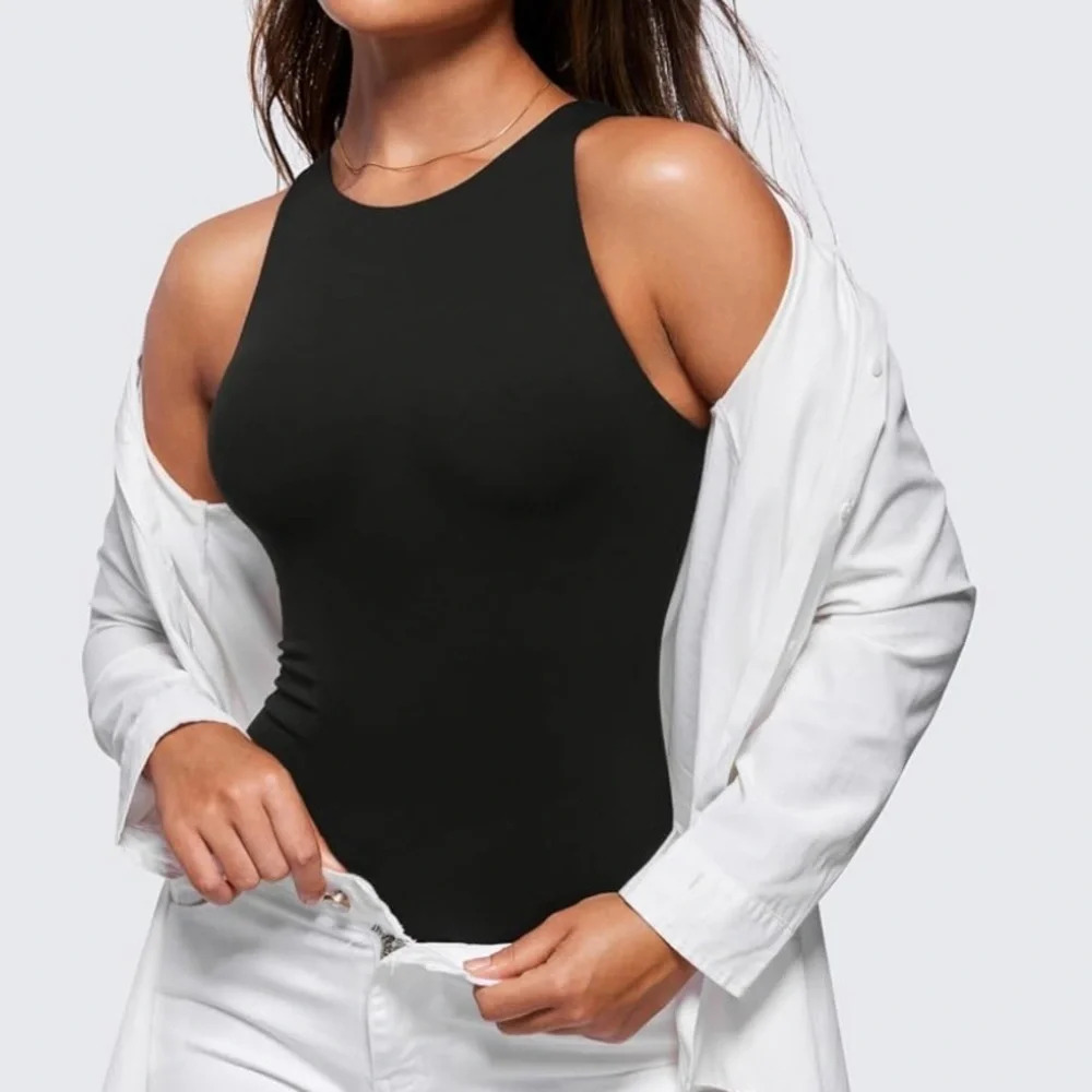 NWT CRZ YOGA Butterluxe Sleeveless Bodysuit High Neck Black size XXS - Picture 1 of 8